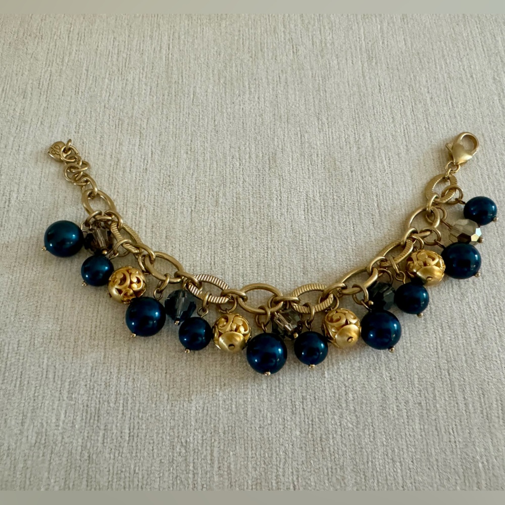 Brighton ‘Contempo Chic’ gold plated with multi color, blue beads bracelet - Picture 2 of 9